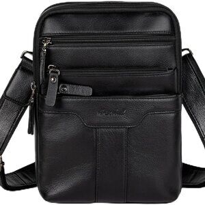 Leather Messenger Bag for Men, Small Leather Sling Shoulder Bag Messenger Pack f